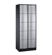 Schließfachschrank Resisto 8570-272, Metall, 2 Abteile mit 10 Fächern, abschließbar, 77x195cm (BxH), silber