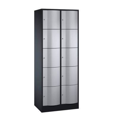 Schließfachschrank Resisto 8570-272, Metall, 2 Abteile mit 10 Fächern, abschließbar, 77x195cm (BxH), silber