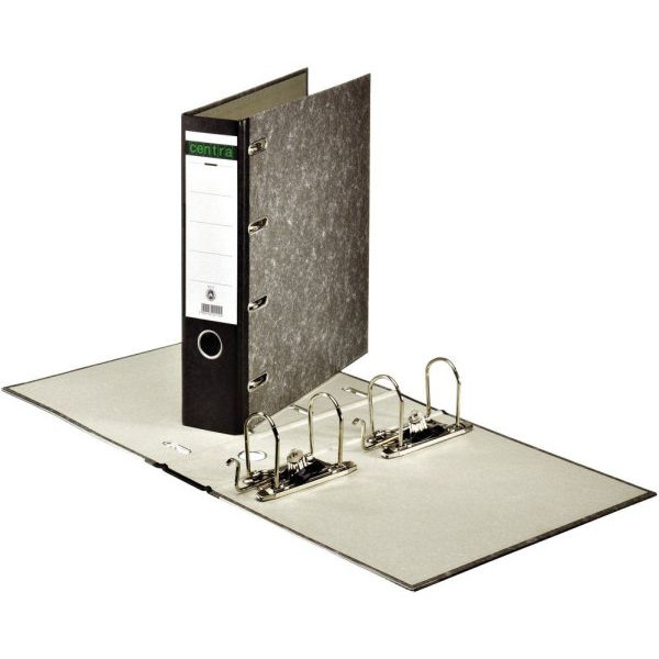 3034152201104 - Doppelordner 220110 2xA5 quer 75mm breit Graupappe (RC) mit Wolkenmarmor-Papier bezogen Wolkenmarmor schwarz 3034152201104 Cent