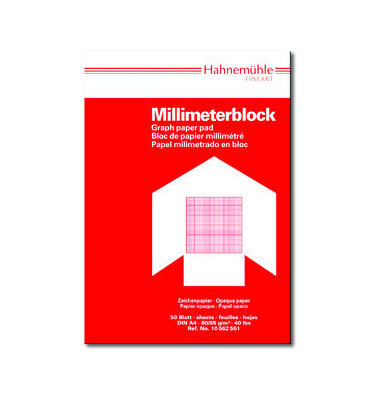 Millimeterpapier A4 rot/opak 80/85g 1mm-Teilung 50 Blatt