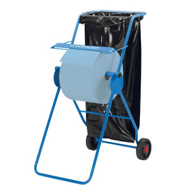 Wischtuch Putztuch St&auml;nder 6155 mobil fahrbar mit Abfallsackhalter Stahl blau