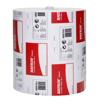 Rollenhandt&uuml;cher System towel M2 460102, Au&szlig;enabrollung, 2-lagig, wei&szlig;, Recycling-Tissue