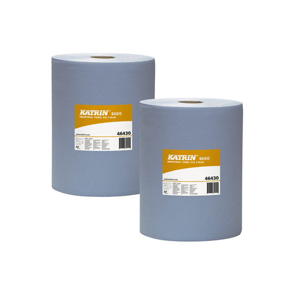 Katrin Wischtuchrolle Basic Industrial Towel XXL 2 1000 Blue 464309, 1000 Tücher, 38cm x 360m, blau 4004231464309 Katrin 2 Stück
