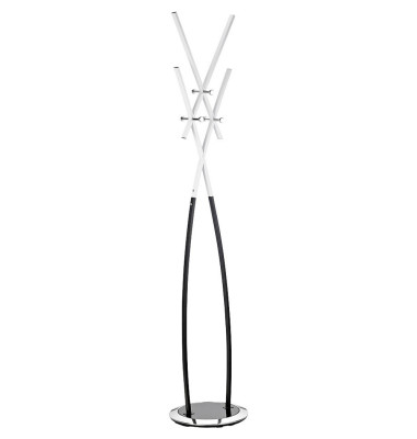 Garderobenständer 2876-10, mit 6 Haken, Metall, Glas, schwarz, weiß