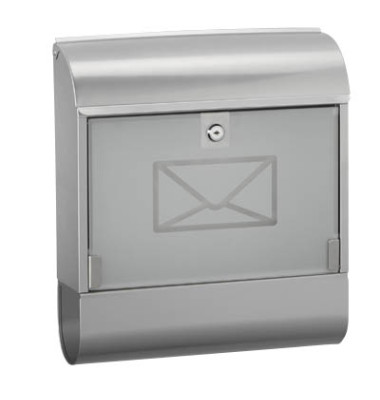 Briefkasten mit Zeitungsbox Stahl, lackiert siber, Maße:36x41x11,5 cm