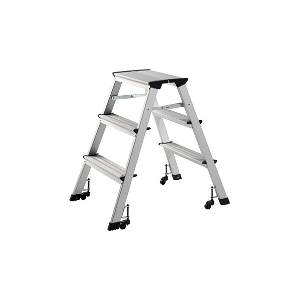 4007735088903 - Klapptritt Stufen einschl Plattform 3 Plattformhöhe 630 mm Aluminium fahrbar