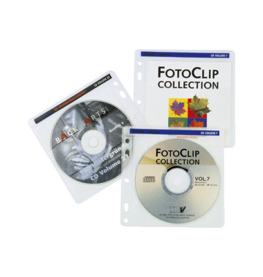 CD/DVD-Hüllen 100 Stück für je 2 CDs transparent/weiß Multi-Lochung mit Vlies