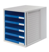Schubladenbox Schrank-Set 1401-14 grau/blau 5 Schubladen offen