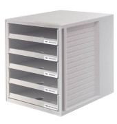 Schubladenbox Schrank-Set 1401-11 lichtgrau/lichtgrau 5 Schubladen offen