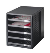 Schubladenbox Schrank-Set 1401-13 schwarz/schwarz 5 Schubladen offen