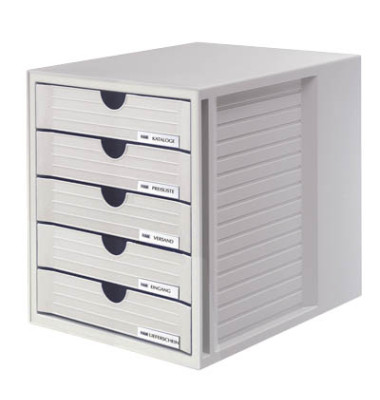 Schubladenbox System-Box 1450-11 lichtgrau/lichtgrau 5 Schubladen geschlossen