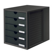 Schubladenbox System-Box 1450-13 schwarz/schwarz 5 Schubladen geschlossen