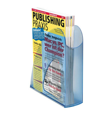 Stehsammler TWIN 1611-64, A4/C4, blau-transparent, Polystyrol, 76mm