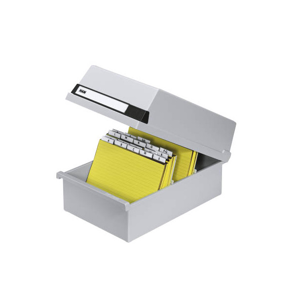 4012473955110 - - Karteikasten 234 x 18 x 36 cm (b x h x t) din A5 quer 1300 Karten Polystyrol lichtgrau 2 Stützplatten