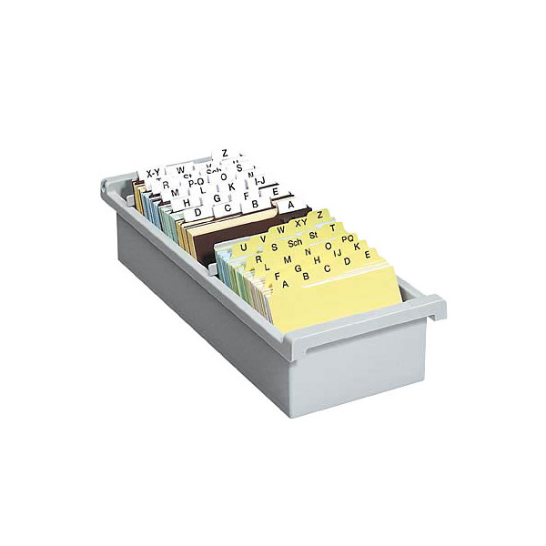 4012473957015 - - Karteitrog 128 x 66 x 346 cm (b x h x t) din A7 quer 1300 Karten Polystyrol lichtgrau 2 Stützplatten