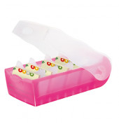 Karteibox Croco A7 quer transl. pink f.900 Karten Kunstst.