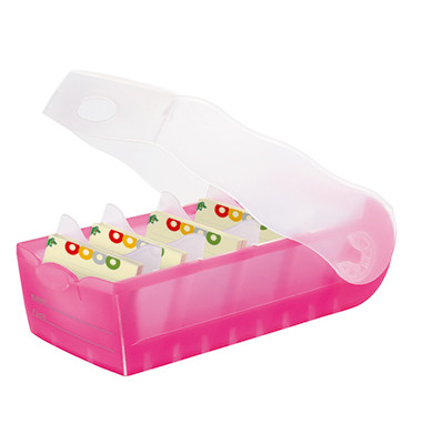 Karteibox Croco A7 quer transl. pink f.900 Karten Kunstst.
