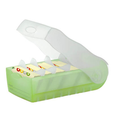 Karteibox Croco A8 quer für 500 Karten grün/transluzent PP