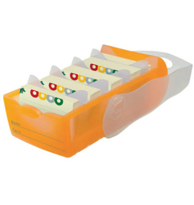 Karteibox Croco A8 quer für 500 Karten orange/transluzent 