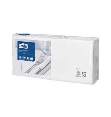 Lunchserviette 2-lagig 1/4F. weiß 33x33cm Lunchserviette 2-lagig 1/4F. weiß 33x33cm