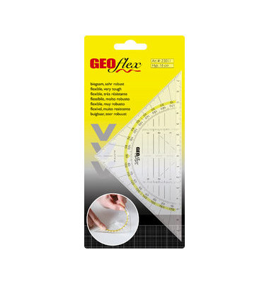 Kunststoff-Geodreieck 23011 GEOFlex transparent 16cm biegsam Kunststoff-Geodreieck 23011 GEOFlex transparent 16cm biegsam