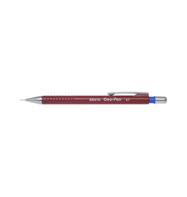 Druckbleistift Feinminenstift Geo-Pen 0.7 weinrot, AH85027, H&auml;rte HB, 0,7mm, rot, mit Radiergummi