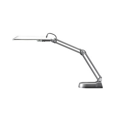 Schreibtischlampe Ecostar H5010099, Energiesparlampe, mit Standfuß, mit Tischklemme, silber