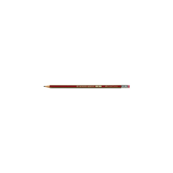 12 Stück Faber-Castell Bleistift DESSIN 2001, 112101, Härte B, rot/gold, mit Radiergummi 4005401121015 Faber-Castell