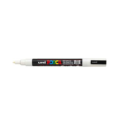 Permanentmarker Uni Posca PC-3M, 186501, weiß, 0,9-1,3mm Rundspitze