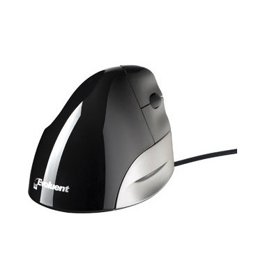 Vertikalmaus Evoluent Standard BNEEVSR, 3 Tasten, mit Kabel, USB-Kabel, Rechtshänder, ergonomisch, optisch, schwarz, silber