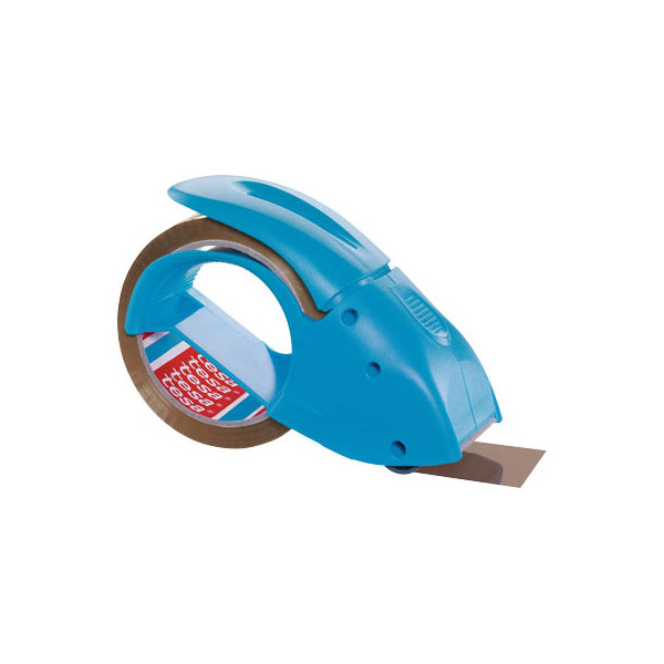 4042448318084 - Pack Abroller Pack n Go - Ergonomischer blauer Handabroller für Paketbänder - Inklusive 50 m x 48 mm Klebeband - blau - Tesa
