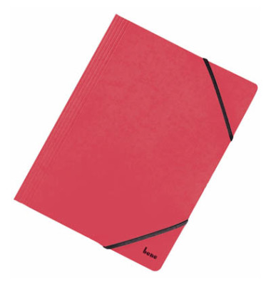 Eckspannmappe VARIO 110700 RT., A4 rot Karton 390g, f&uuml;r ca. 150 Blatt, mit 3 Einschlagklappen