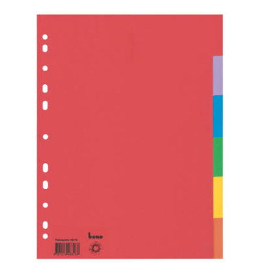 Kartonregister 48318, 6-teilig blanko, A4, 180 g/m², farbige Taben, 6-teilig