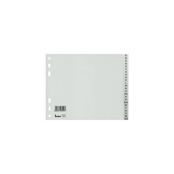 Bene Register A-Z, halbe Höhe, für: DIN A4, 22,5 x 18 cm (B x H), Universallochung, Polypropylen, 0,12 mm, grau