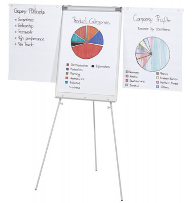 Flipchart ECO, BRG650664, 68x105cm, grau, mit Beinen, mit 2 Seitenarmen