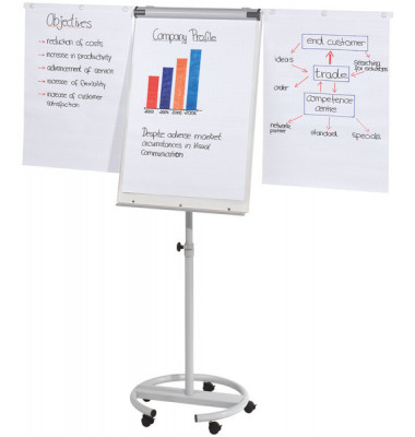 Flipchart ECO, BRG650668, 68x105cm, grau, mit Rollen, mit 2 Seitenarmen