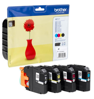 Druckerpatrone LC-121 schwarz / cyan / magenta / gelb 4x ca 300 Seiten Multipack