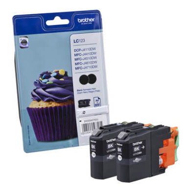 Druckerpatrone LC123BKBP2DR (LC123BK), schwarz, ca. 2x 600 Seiten