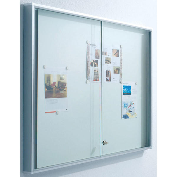 4016058120023 - Schaukasten 12 x A4 Schiebetür sehr stabil Metallrückwand weiß grau magnetisch 4016058120023 BST