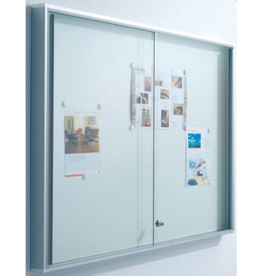 Schaukasten INTRO-ST21 x A4 Schiebetür sehr stabil Metallrückwand weiß, grau magnetisch