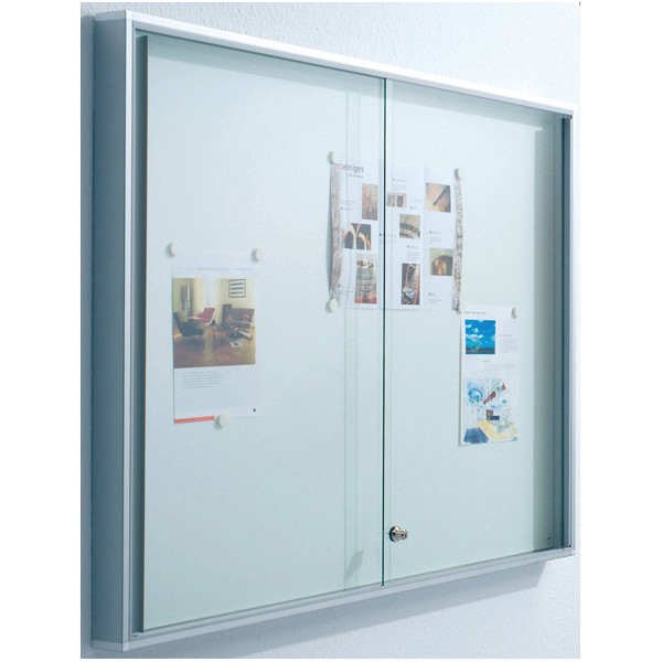 4016058212223 - Schaukasten INTRO-ST 21 x A4 Schiebetür sehr stabil Metallrückwand weiß grau magnetisch 4016058212223 BST