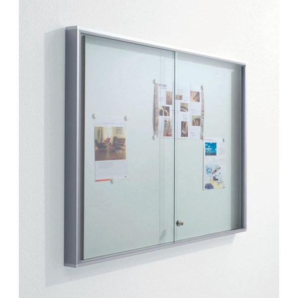 4016058271114 - Schaukasten 27 x A4 Schiebetür sehr stabil Metallrückwand weiß grau magnetisch 4016058271114 BST