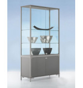Staufachvitrine 1000 Dekor Silber mit vollverglastem Vitrinenteil