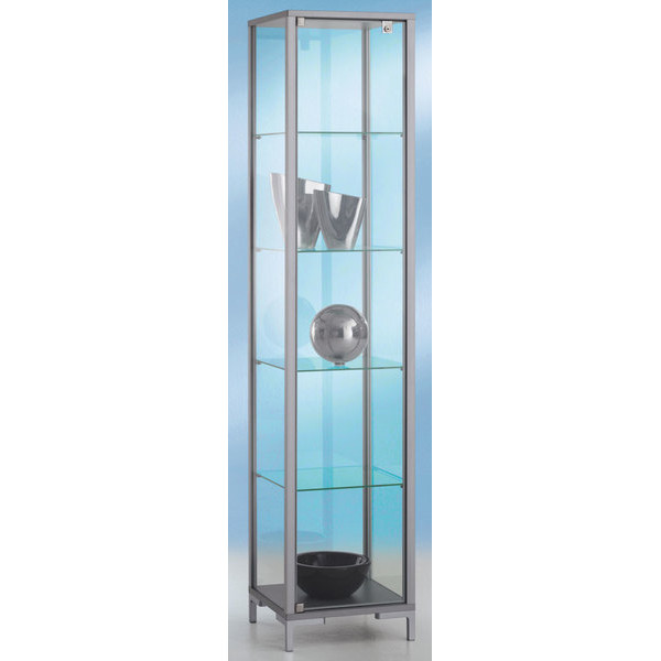 4016058441012 - Standvitrine schmal Dekor Silber mit vollverglastem Vitrinenteil 4016058441012 LINK-V4410 4016058441012 - Standvitrine schmal Dekor Silber mit vollverglastem Vitrinenteil 4016058441012 LINK-V4410