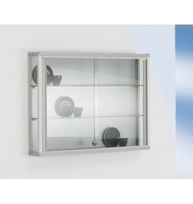 Wand / Sammlervitrine Dekor Silber mit 3-seitiger Verglasung
