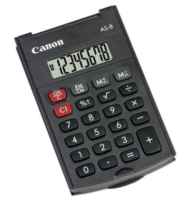 Taschenrechner AS-8 Batterie LCD-Display schwarz 1-zeilig 8-stellig