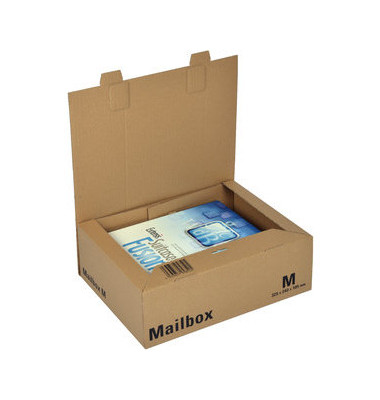 Versandkarton Mailbox M CP098.03 braun, bis DIN A4+, innen 325x240x105mm, Wellpappe 1-wellig Versandkarton Mailbox M CP098.03 braun, bis DIN A4+, innen 325x240x105mm, Wellpappe 1-wellig