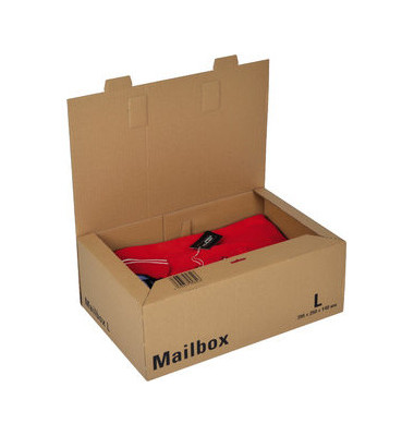 Versandkarton Mailbox L CP098.04 braun, bis DIN A4+, innen 395x250x140mm, Wellpappe 1-wellig