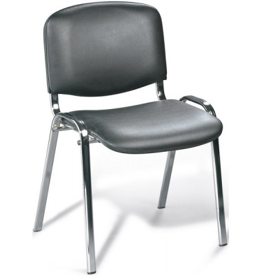 Besucherstuhl Iso, schwarz / chrom, ohne Armlehnen, 4-Fuß-Gestell