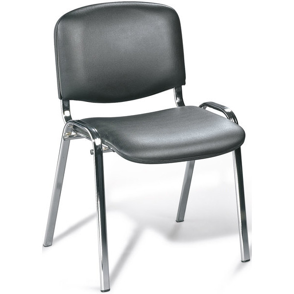 4251635600868 - Stapelstühle schwarz 131020 gepolstert mit Kunstleder  Chromgestell 4251635600868 Deskin